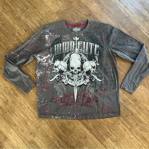 MMA Elite Skull Sword Grunge Cyber Y2K Style Long Sleeve, XL
